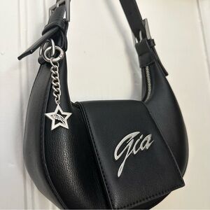 I.AM.GIA Black Leather Mini Shoulder Bag with Star Keychain